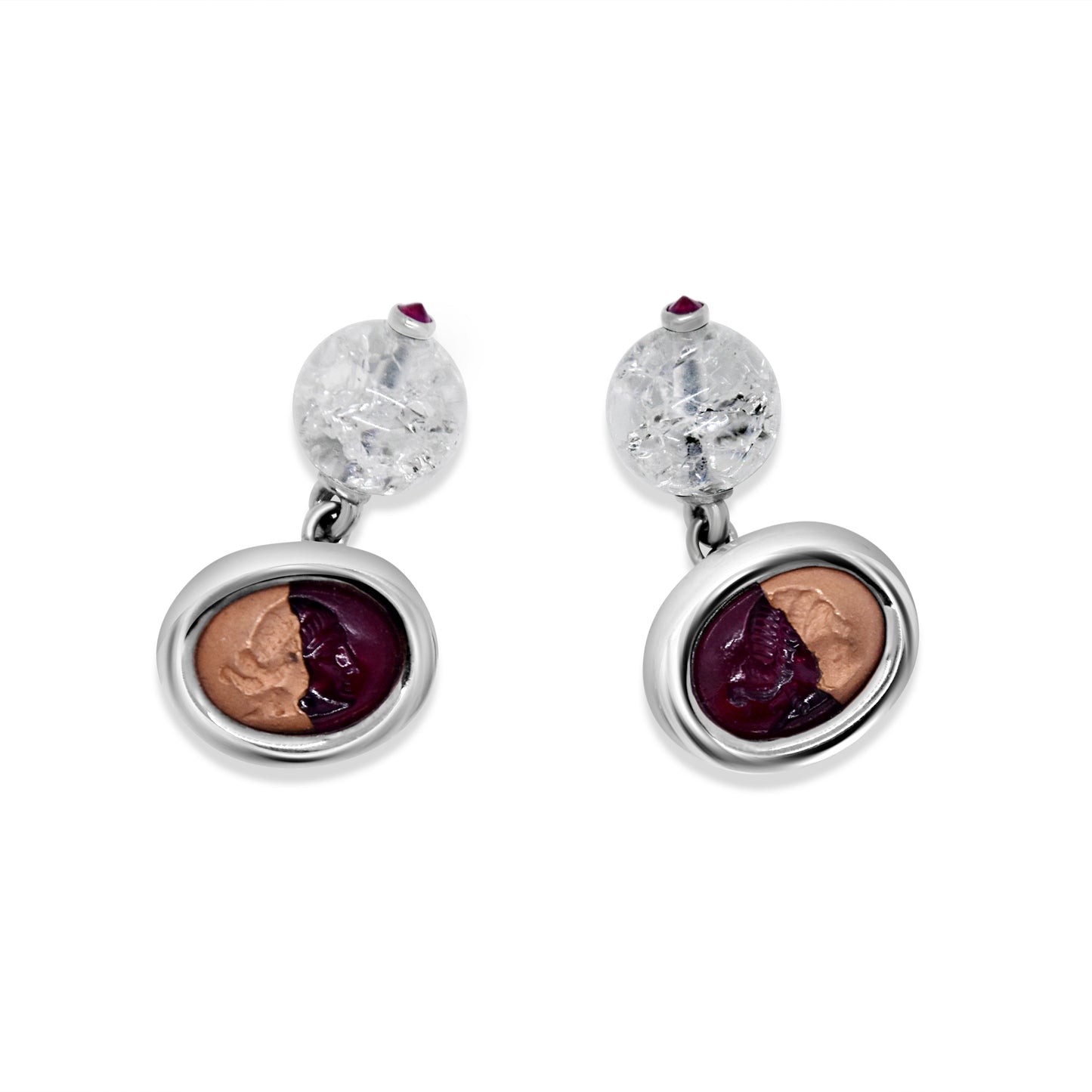 White and rose gold intaglio cufflinks