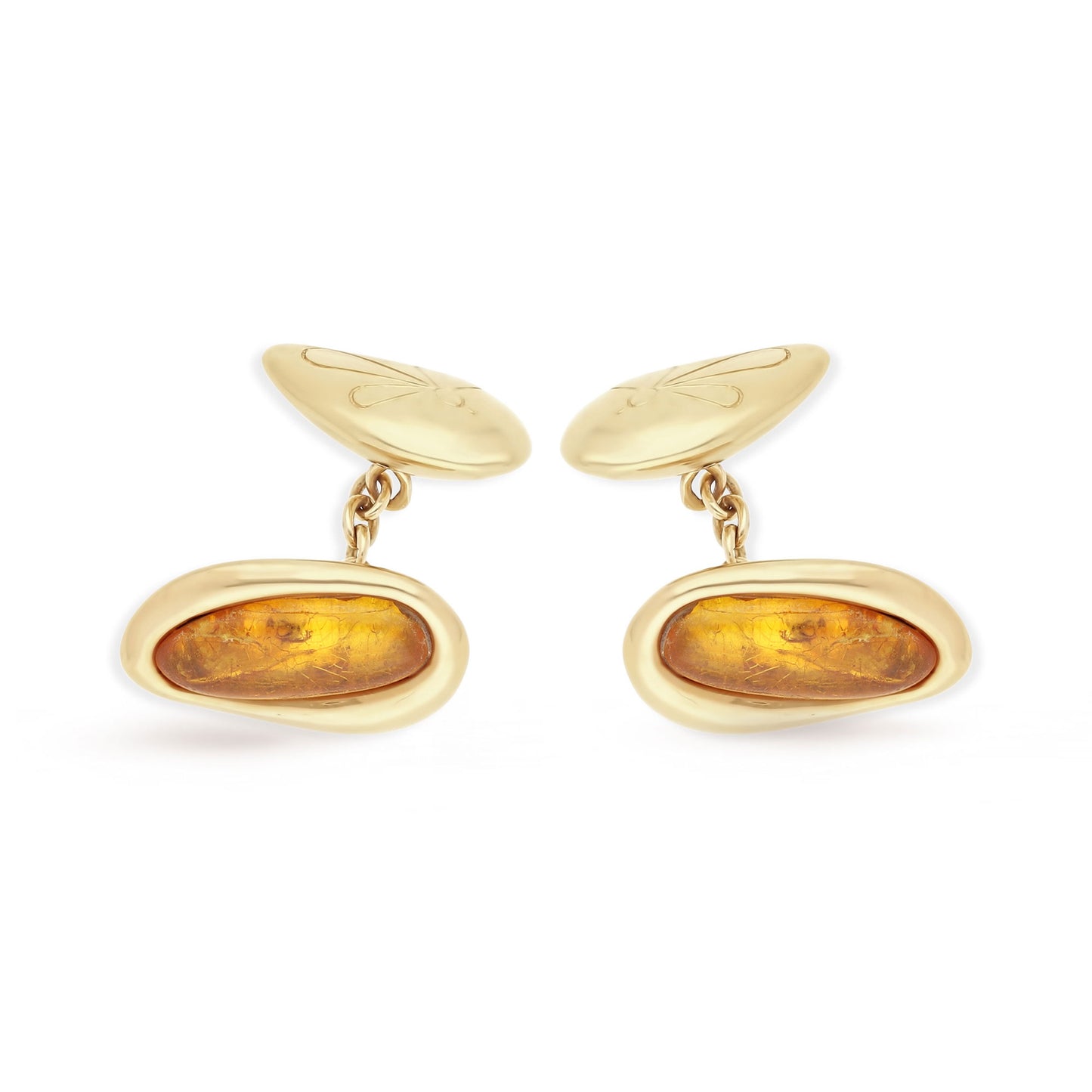 BOUTONS DE MANCHETTES OR JAUNE AMBRE