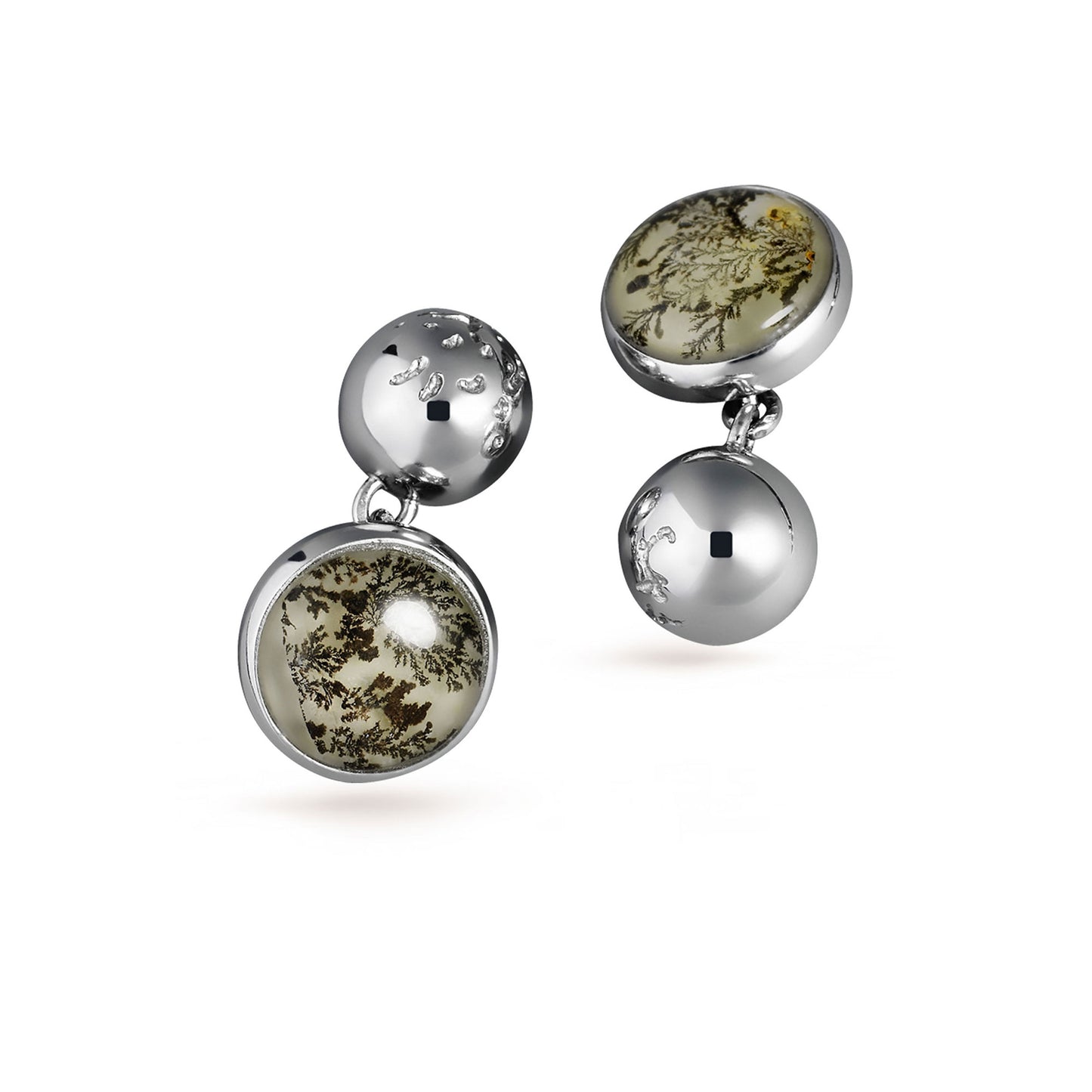 BOUTONS DE MANCHETTE OR BLANC QUARTZ DENDRITE