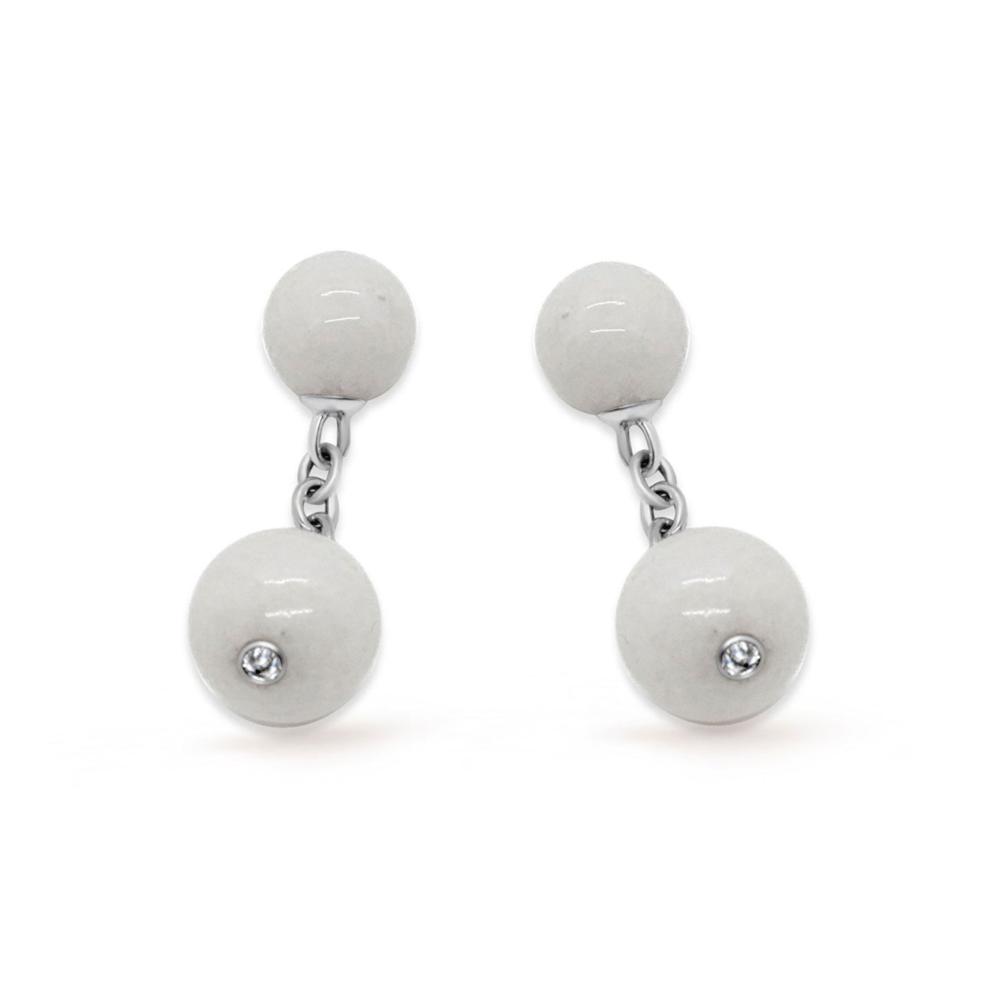 WHITE GOLD CUFFLINKS SILVOLITE BALLS