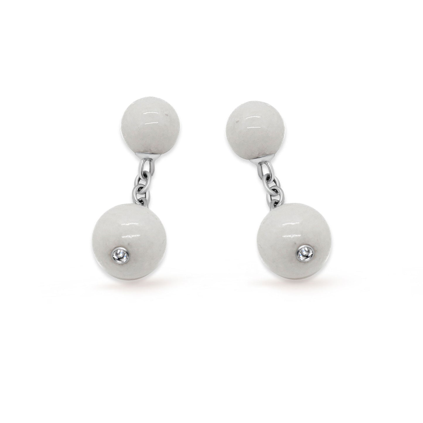 BOUTONS DE MANCHETTE OR BLANC BOULES SILVOLITES