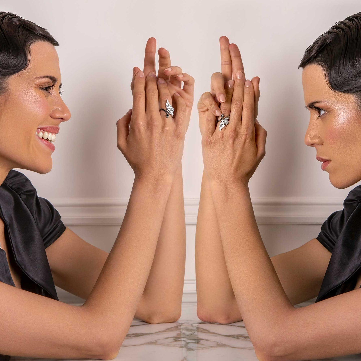 GOOD GIRL - BAD GIRL ANGEL & DEMON RING