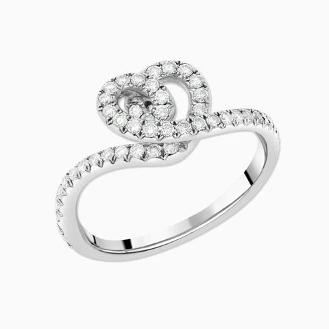 BAGUE COEUR ENLACE OR BLANC DIAMANTS