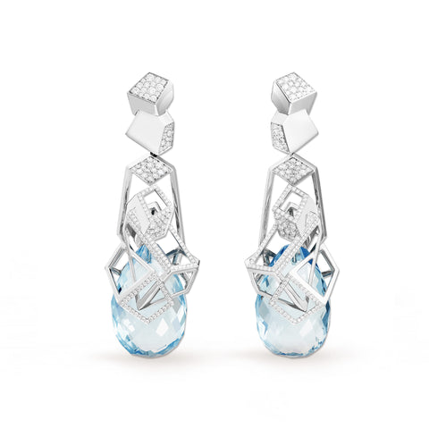 AQUAMARINE ARCHITECTE CUBISTE EARRINGS