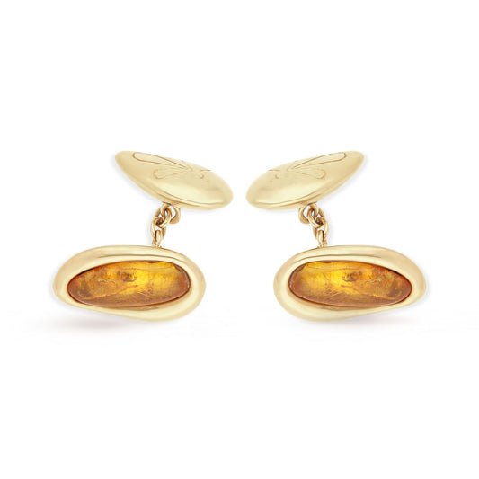 BOUTONS DE MANCHETTES OR JAUNE AMBRE