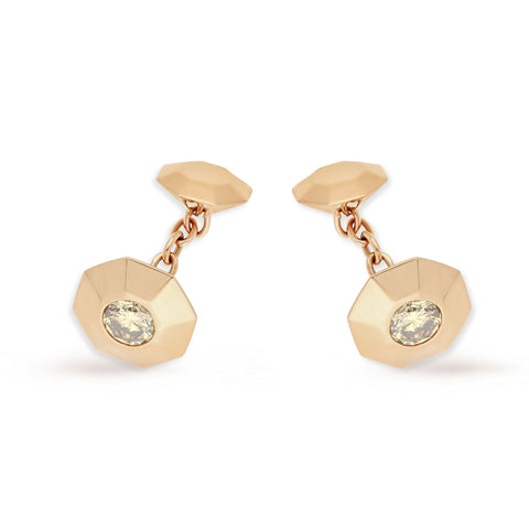 BOUTONS DE MANCHETTE FACETTE OR ROSE