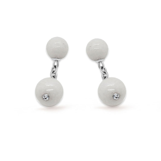 BOUTONS DE MANCHETTE OR BLANC BOULES SILVOLITES
