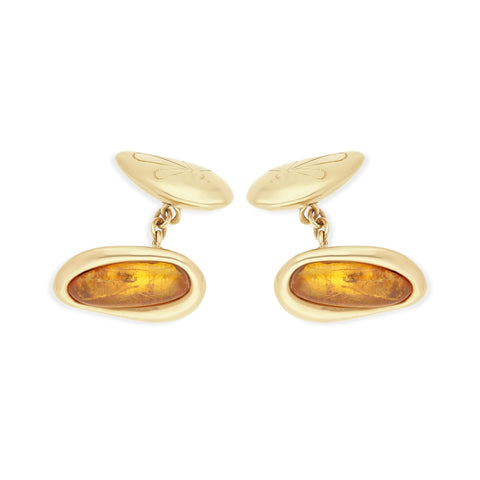 BOUTONS DE MANCHETTES OR JAUNE AMBRE