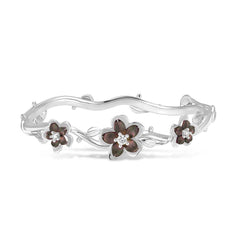 WHITE GOLD CHERIE BLOSSOM BANGLE BRACELET 