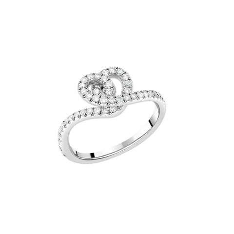 BAGUE COEUR ENLACE OR BLANC DIAMANTS