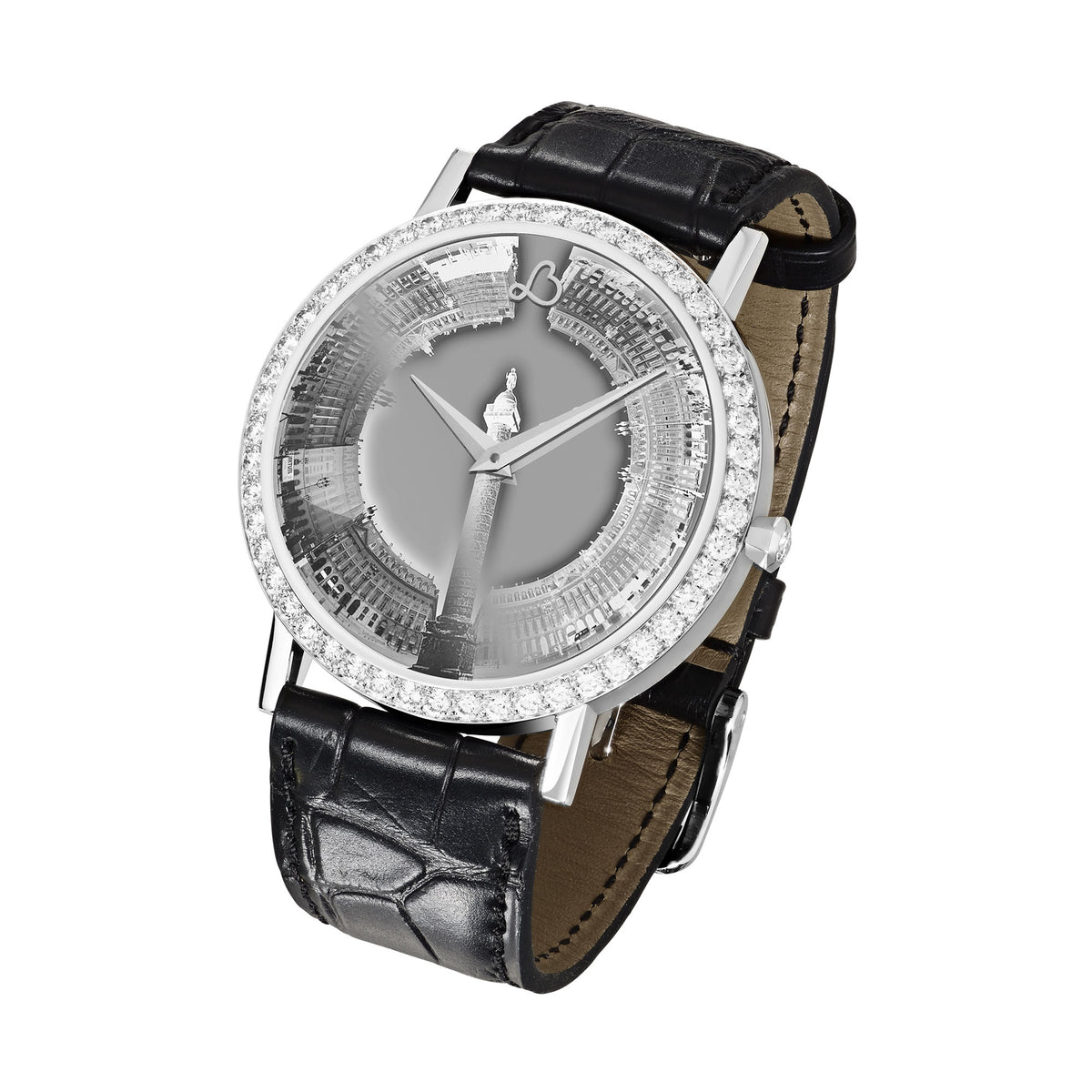 Bracelet Montre VENDOME Cuir Noir Effet Crocodile - Neuf Sans étiquette