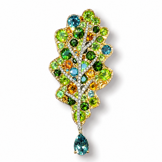 BROCHE FEUILLE DE CHÊNE PRINTEMPS